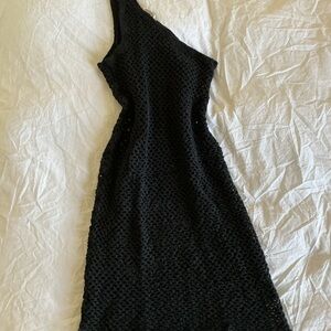 Free People One Shoulder Black Knit Swimsuit Cover Up - Size M